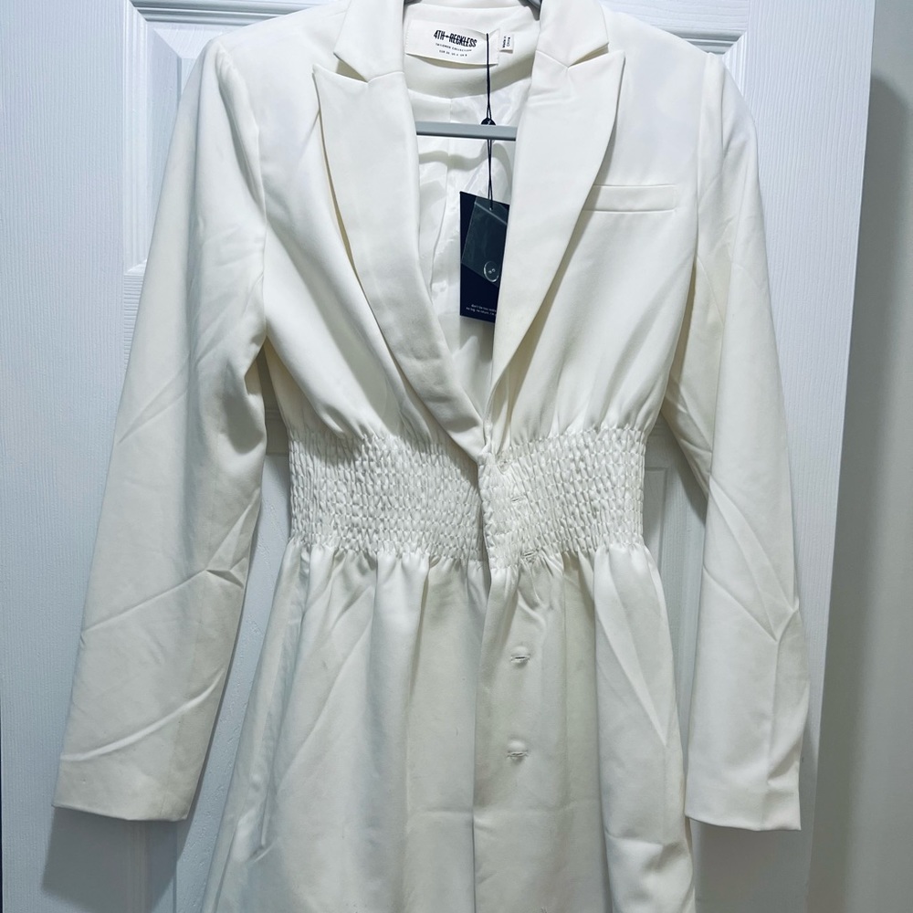 Long sleeve white blazer dress